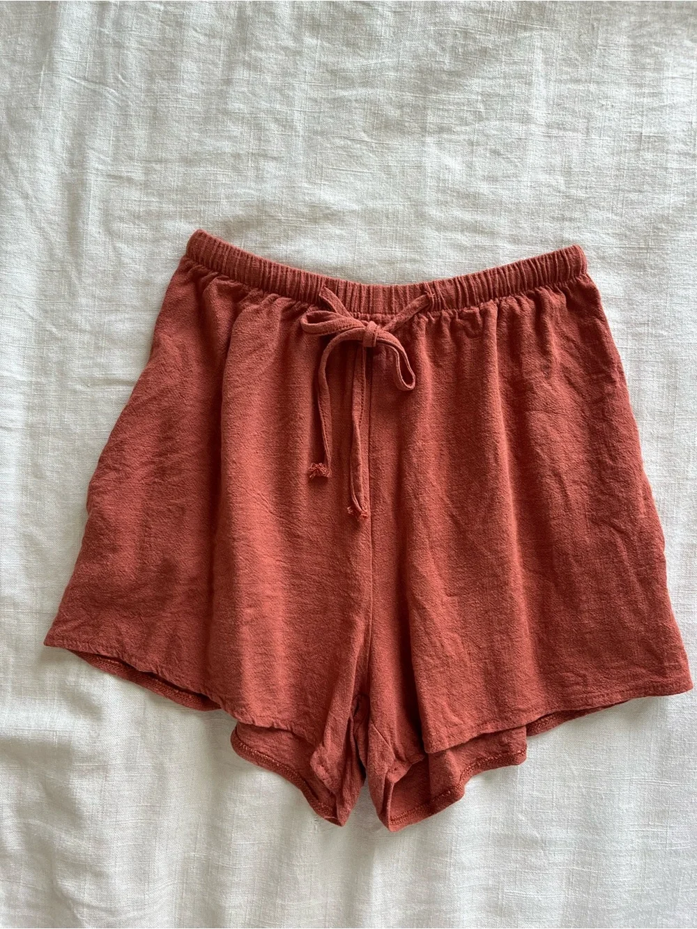 Matching Linen-Blend Two-Piece Tank Shorts Set in Rosy Clay